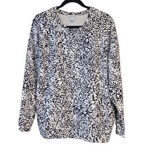 Athleta Balance Printed Pullover Sweatshirt Animal Print Black & White sz Large